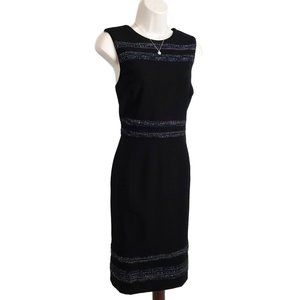 WHBM sheath dress black tweed trim 14 NEW